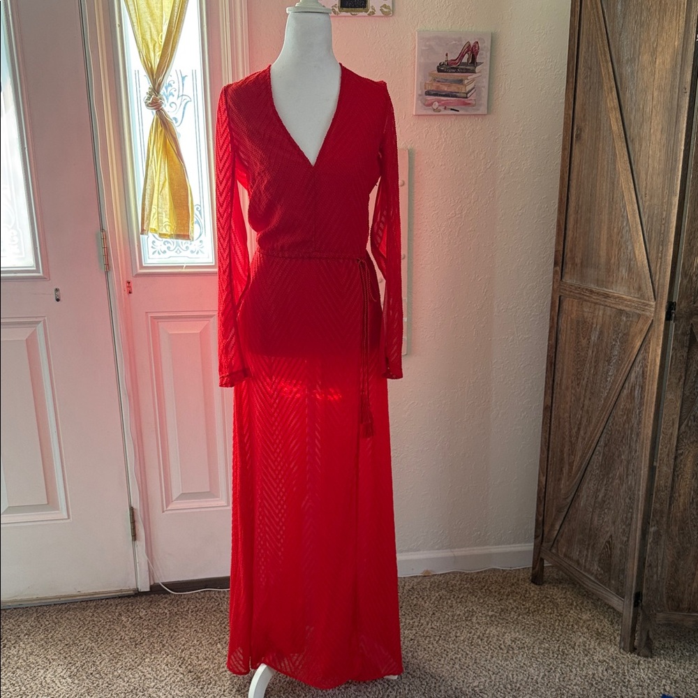 H&M Vibrant Red Long Sleeve Dress